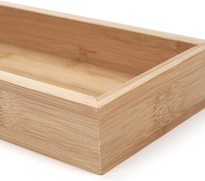 Bamboo Bathroom Tray, Bathroom Vanity Tray, Bathroom Trays for Counter, Toilet Tank Tray, Toilet Basket for Organizing (11.8 x 4.5 x 1.6 inch)