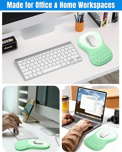 Ergonomic Mouse Pad with Wrist Rest, Slope Design Memory Foam Support, Smooth Lycra Surface, Non-Slip PU Base, Comfortable Mouse Mat for Office, Home, Computer Desk