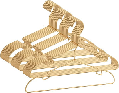 Gold Aluminum Clothes Hangers, 30 Pack 16.5 Inch Metal Shirt Hangers, Lightweight and Sturdy Heavy Duty Hangers for Suit Jackets and Dress Wedding Dresses Etc