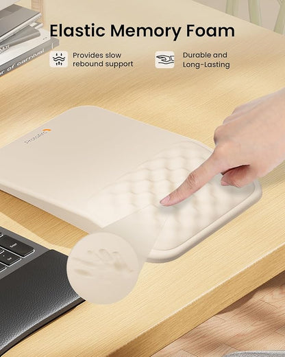 ProtoArc MP50 Ergonomic Mouse Pad with Wrist Rest, MP50 Mousepad with Massage Design, Soft Memory Foam and Non-Slip PU Base for Pain Relief, Desk, Home, Office, 12x8 Inches, Beige (Mouse Not Included)