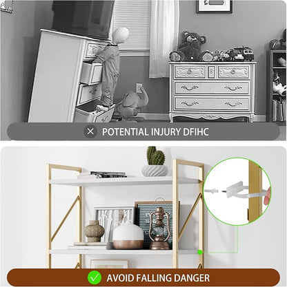 Shintenchi 2 Pieces 5 Tiers Bookshelf, Classically Tall Bookcase Shelf, Industrial Book Rack, Modern Book Holder in Bedroom/Living Room/Home/Office, Storage Rack Shelves for Books/Movies-Gold