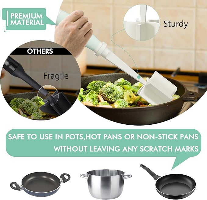 2 Pack Upgrade Meat Chopper, Heat Resistant Meat Masher for Hamburger Meat, Ground Beef Smasher, Nylon Hamburger Chopper Utensil, Ground Non Stick Mix Chopper Mix Potato Masher Tool (White)