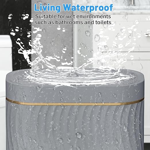 Bathroom Small Trash Can with Automatic Touchless Lid, 2.6 Gallon Smart Garbage Can Narrow Waterproof Trash Bin for Bedroom, Office, Living Room