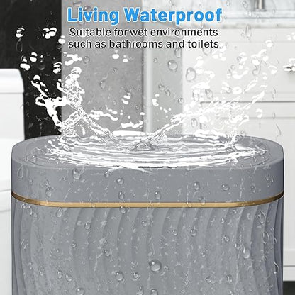 Bathroom Small Trash Can with Automatic Touchless Lid, 2.6 Gallon Smart Garbage Can Narrow Waterproof Trash Bin for Bedroom, Office, Living Room