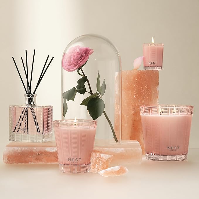 NEST New York Reed Diffuser, Himalayan Salt & Rosewater - The Wellness Collection - 5.9 fl oz - Fragrance for Up to 90 Days - Reusable, Refillable Glass Holder - Includes 8 All-Natural Reed Sticks