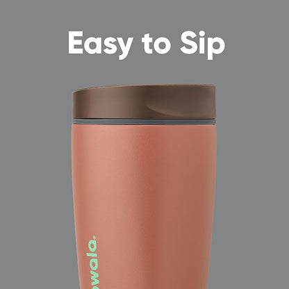 Owala SmoothSip Slider Insulated Stainless Steel Coffee Tumbler, Reusable Iced Coffee Cup, Hot Coffee Travel Mug, BPA Free 12 oz, Grey/Brown (Cozy Cocoa) (Pack of 8)