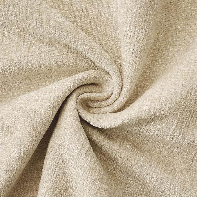 MIULEE Pack of 2 Summer Throw Pillow Covers 18x18 Inch Beige Farmhouse Decorative Pillow Covers with Stitched Edge Soft Chenille Solid Dyed Pillow Covers for Couch Sofa Bed Living Room