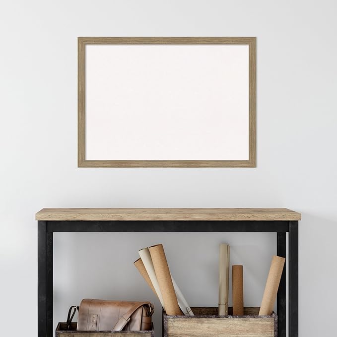 Amanti Art White Cork Board for Wall, 22x30 Vision Board with Brown Wood Frame, Medium Corkboard Office Decor for Home Organization, Casual Corkboard Pinboard to display items for home organization
