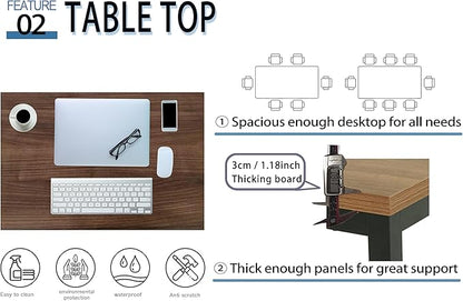 Bast Board Modern Simple Style Computer Desk Standing Table 30x59 Inches Large Office Desk Computer Table Study Writing Desk Workstation for Home Office Black Metal Frame