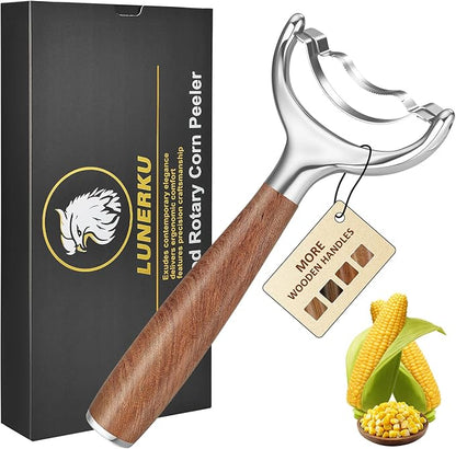 Stainless Steel Corn Peeler, Durable Corn on the Cob Stripper Tool with Solid Wood Good Grip Handle for Salad Polenta Pizza Popcorn Cooking Gifts for Woman Her Mom Birthday （Rosewood）