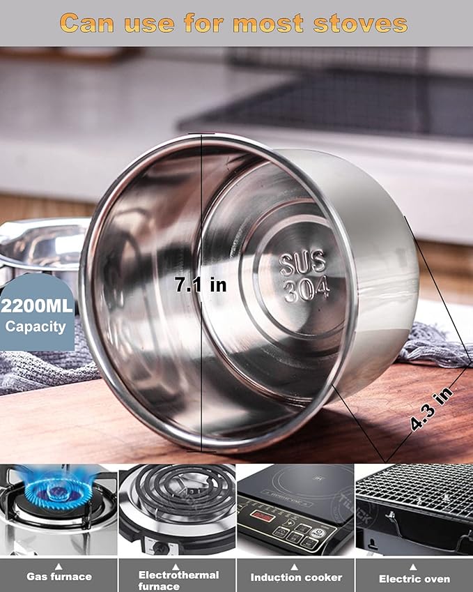 1000ML Double Boiler Pot with 2200ML Stainless Steel Pot and Silicone Spatula, Double Boiler Set for Melting Chocolate,Candy, Soap, Wax, Candle Making