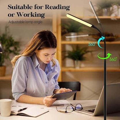 LED Floor Lamp, 18W Super Bright Floor Lamp for Living Room, Adjustable Stepless Colors & Brightness Standing Lamp, Eye Caring Reading Light with Remote