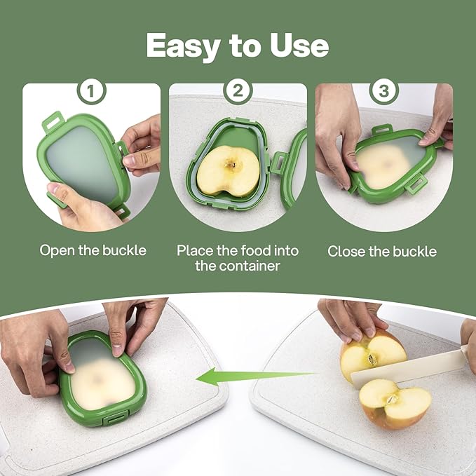 Reusable Avocado Food Saver and Orange Fruit Containers - Fridge Pods Storage Box Made of Silicone for Your Vegetables and Fruits like Onions, Tomatos and Lemons (4 PCS)