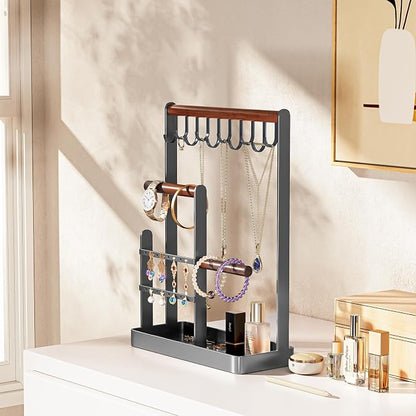 ProCase Cute Jewelry Stand, Aesthetic Jewelry Organizer for Dresser Vanity, Jewelry Holder Display for Necklaces Earrings, Gifts for Teen Girls Women, Bedroom Dorm Decor -Medium, Grey