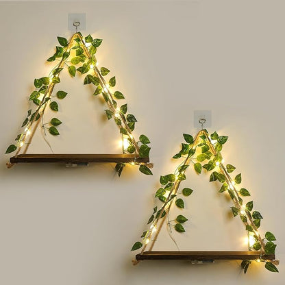 JOPSTDI Floating Shelves for Wall,Plant Wall Decor,Hanging Shelf,Cottage Core Decor,Room Decor Aesthetic,Trinket Shelf,Hanging Shelves,Floating Shelves for No Drilling,Two-Piece Set
