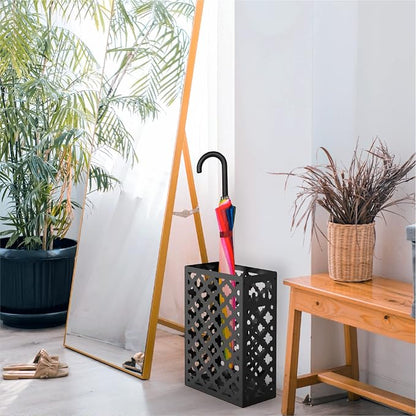Mango Steam Trellis Umbrella Holder Stand for Home or Office Entryways (Black, Trellis)