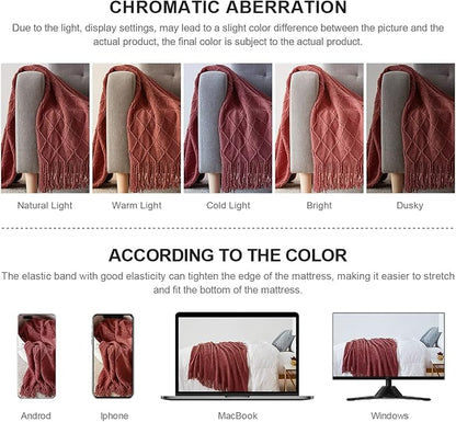 BOURINA Burgundy Throw Blanket 60x80 Inches Throw Textured Solid Soft Sofa Throw Couch Knitted Decorative Blanket