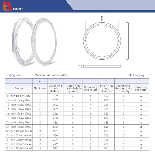 TamBee 24 Inch Lazy Susan Hardware Turntable Bearing 380 LBS Load Capacity Heavy Duty Lazy Susan Parts Kit Rotating Ring Mechanism for Dining Tables, DIY Projects(Base Only)
