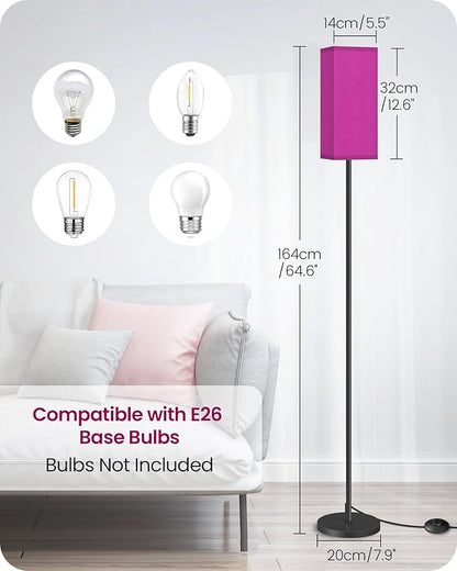 Floor Lamp, Pole Lamp with Foot Switch, Modern Standing Lampshade, Minimalist Freestanding Lamp (Bulb Not Included), for Living Room, Bedroom ETL Listed, Pink Purple and Black Z07LD05