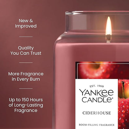 Yankee Candle Ciderhouse, Holiday Scented Candle, 22oz Large Jar with up to 150 Hour Burn Time, Giftable