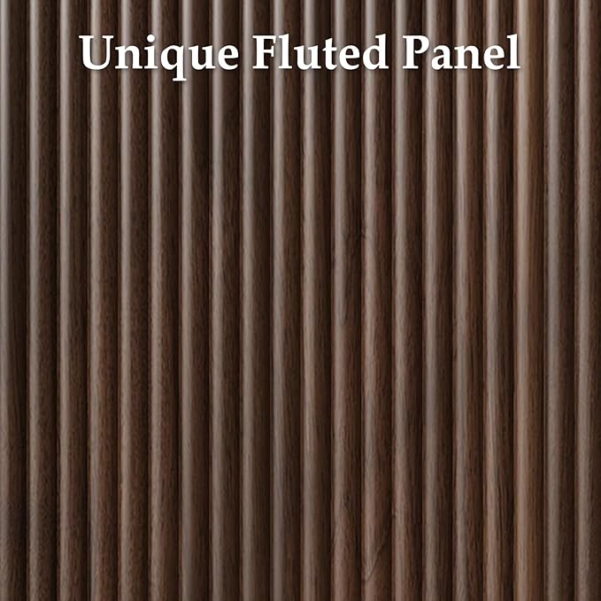 Fluted Shoe Cabinet with Sliding Door Set of 2, 6-Tier Large Hidden Storage Organizer Modern Shoe Rack with Adjustable Shelves, Mid Century Freestanding Wooden Shoe Storage Cabinet for Entryway,Walnut