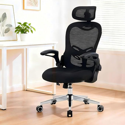 Ergonomic Office Chair - High Back Mesh Computer Desk Chair with Adjustable Lumbar Support, Headrest & Armrests, 300lbs Capacity (Black)