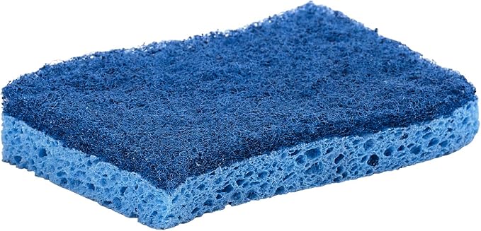 Superio Non-Scratch Cellulose Sponge Kitchen Scrub Sponges with Scouring Pad Set, Good for Non-Stick Cookware Frying Pan, Pot, Counter Top, Sink Scrubbing, Kitchen Scrubbers, Pack of 3, Blue