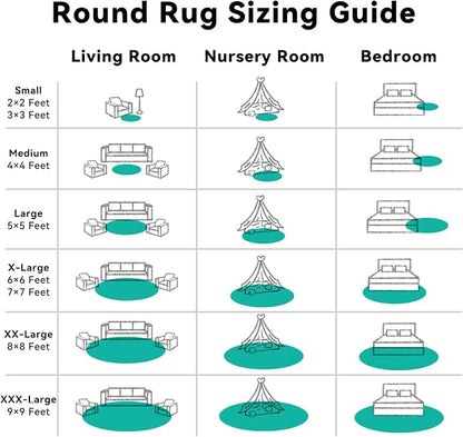OLANLY Teal Green Round Rugs for Bedroom - Machine Washable, 5 ft Circle Area Rugs for Living Room, Soft and Fluffy Shaggy Carpet for Teen Girl and Boys, Nursery Rooms, Dorms, Home Decor Aesthetic