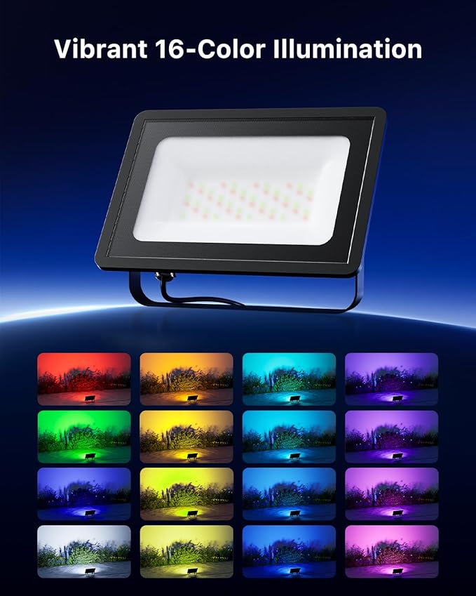 2 Pack 50W Led Flood Lights 500W Equi Color Changing with Remote Waterproof 16 Multicolor RGB Lamp Indoor or Outdoor Up Lighting for Garden Decoration, House Wall, Yard Plants, Holiday Ambiance Decor
