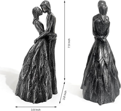 Wedding Anniversary Engagement Gifts for Couples, Room Decor Love Figurines, Black Resin Couple Embracing Sculpture, Aesthetic Statue Knick Knacks for Bedroom, Living Room, Desk, Coffee Table