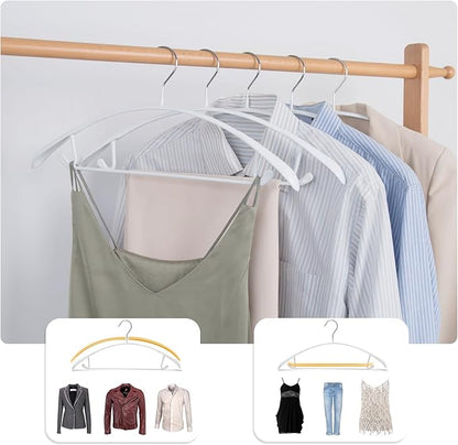 Nature Smile Non Slip PVC Coating Sweater Hangers,Dress Suit Coat Hangers,Wide Shoulder Bump Free Golf T Shirts Clothes Hangers (White Color 20 Pack)