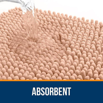 OLANLY Bathroom Runner Rugs 59x20, Extra Soft Absorbent Chenille Bath Rugs, Rubber Backing Quick Dry, Machine Washable Long Bath Mats for Bathroom Floor, Tub and Shower, Home Decor Accessories, Peach