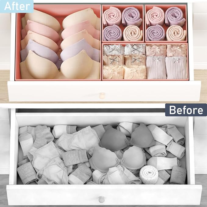 DIMJ Drawer Organizer Clothes Storage - 28 Pack Baby Dresser Organizer for Nursery, Foldable Closet Drawer Organizer Bins for Bedroom Organization, Fabric Storage Dividers for Socks, Underwears, Bras