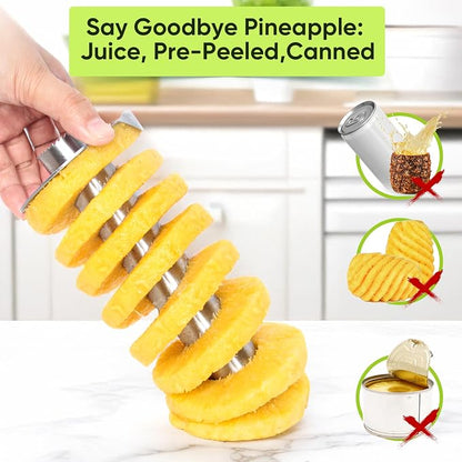 OOKUU Pineapple Corer, Stainless Steel Pineapple Peeler Slicer with Reinforced Thicker Blade, Measure Marked Core Remover, Pink