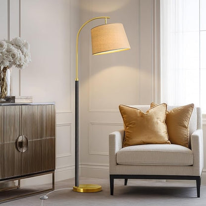 63" Wood Floor Lamps for Living Room with Foot Switch Arc Tall Standing Lamp for Bedroom Mid Century Modern Corner Gold Floor Lamps for Office Nursery Industrial Reading Lamp, Wood Black