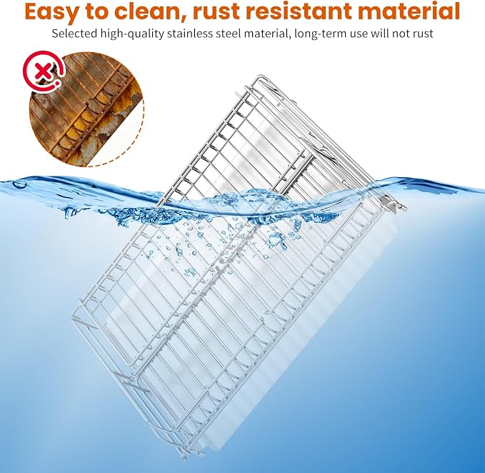 Dish Drying Rack - Stainless Steel Expandable Large Dish Drainer for Kitchen Counter, with Stainless Drain Board Rustproof Collapsible Organizer Space Saving