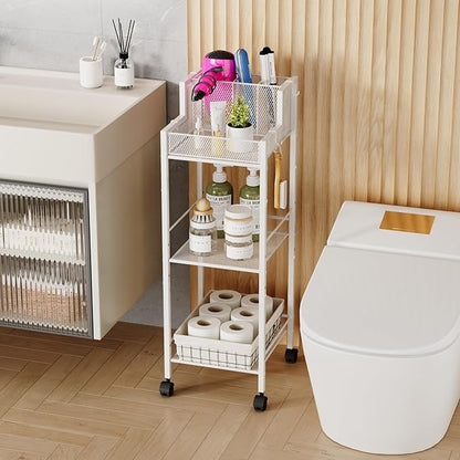 VITVITI Metal Hair Tool Organizer Shelf for Bathroom, 3 Tiers Hair Product Organizers Cart Floor Stand, Curling Irons Straighteners Storage Makeup Organizers for Vanity (White Color)