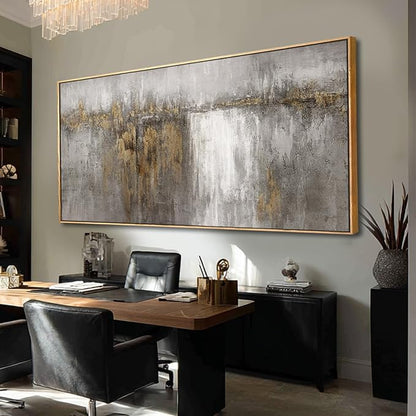 Vintage Home Wall Decor Abstract Framed Wall Art Textured Canvas Painting 32"x70" Posters for Bedroom Pictures for Kitchen