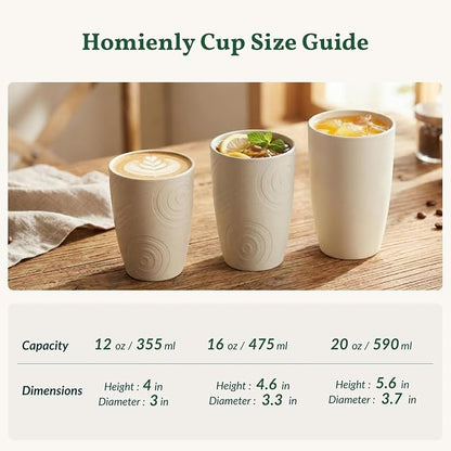 Homienly Unbreakable Drinking Glasses 16oz Wheat Straw Cups–6-Pack Reusable Stackable & Dishwasher Safe Cups for Kitchen-Beige