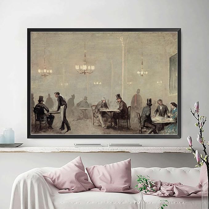 SENLYCH Canvas Painting Poster and Print Pictures Vintage Bar Cart Print Bar Cart Wall Decor Moody Wall Art Bar Wall Art Modern Home and Bedroom Decoration 12x18inch Metal Frame