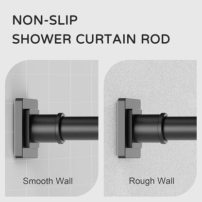 UIOSANRT Tension Shower Curtain Rod 31-92 Inches Non-Slip Shower Rod Tension Mounted No Drill Black Shower Curtain Rods Spring Tension Rod for Windows Bathroom