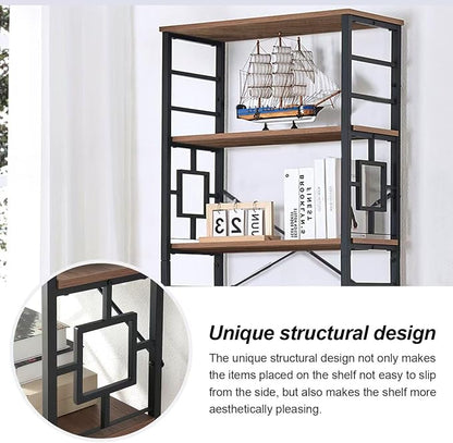 HOMISSUE Bookcase,6-Tier Tall Bookshelf Metal Bookcase and Bookshelves, Free Standing Storage Modern Bookshelf for Home Office Living Room and Bedroom, Rustic Brown