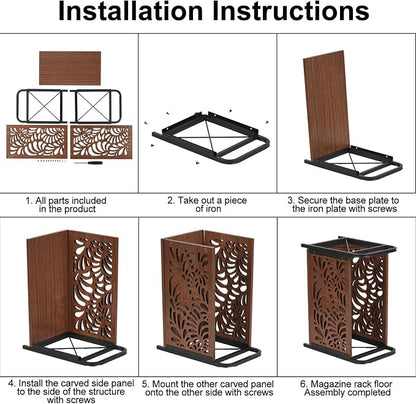 Magazine Holder, Magazine Rack Floor, Wood Magazine File Holder, Magazine Organizer, Album Storage for Vinyl Records, Farmhouse Magazine Storage Rack for Magazines, Newspapers, Books