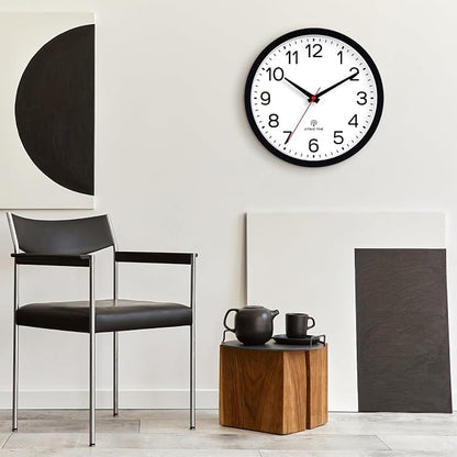 AKCISOT Atomic Black Wall Clock Analog Clocks for Indoor Kitchen, Battery Operated Clock for Bedroom Office Living Room(14 Inch)