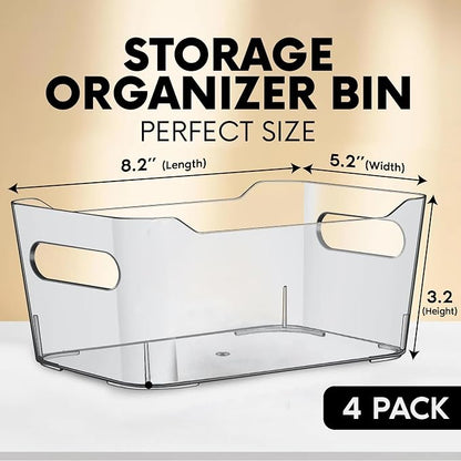 CONTROL KITCHEN Small Clear Plastic Storage Bins, Perfect for Organization or Pantry and, Fridge Organizer, Cabinet Organizers
