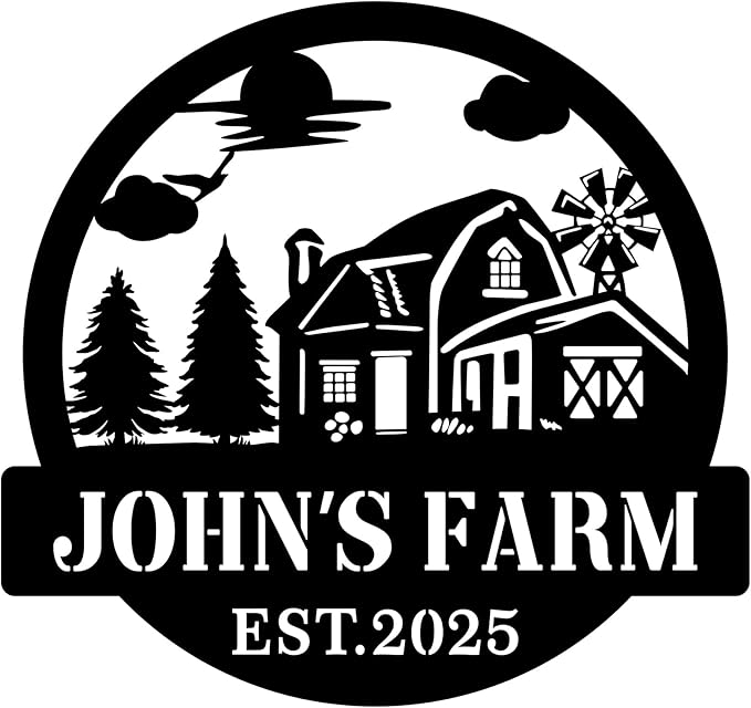 Custom Large Farm Sign Metal Ranch Sign Outdoor Personalized Farm and Ranch Signs Metal Barn Windmill Sign Barn Art Large Rustic Sign Wedding Gift Outdoor