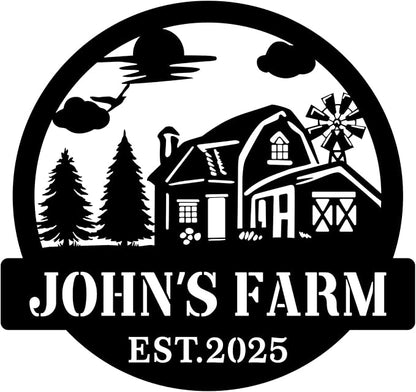 Custom Large Farm Sign Metal Ranch Sign Outdoor Personalized Farm and Ranch Signs Metal Barn Windmill Sign Barn Art Large Rustic Sign Wedding Gift Outdoor