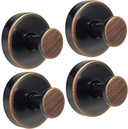 ZESLMG Suction Cup Hooks for Shower, Bronze Wreath Hangers for Front Door Glass Window Bathroom Kitchen Wall, Removable Towel Holder Bath Robe Loofah Coat Hooks No Damage for Hanging, 4 Pack