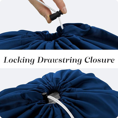 Handy Laundry Nylon XL - Large Capacity with Locking Drawstring, Machine Washable, Fits Laundry Baskets or Hampers, Holds 3 Loads of Clothes - Navy Blue (Pack of 2)