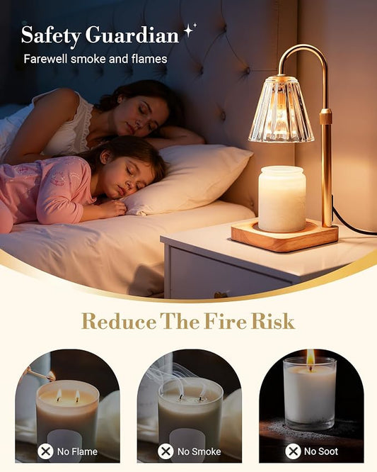 Marycele Candle Warmer Lamp with Timer & Dimmer - Mothers Day Gifts for Women Mom Her, Aesthetic Office Home Decor, Adjustable Height Wax Melter for Candle Jar & 3-Wick Candles (2 Bulbs Included)